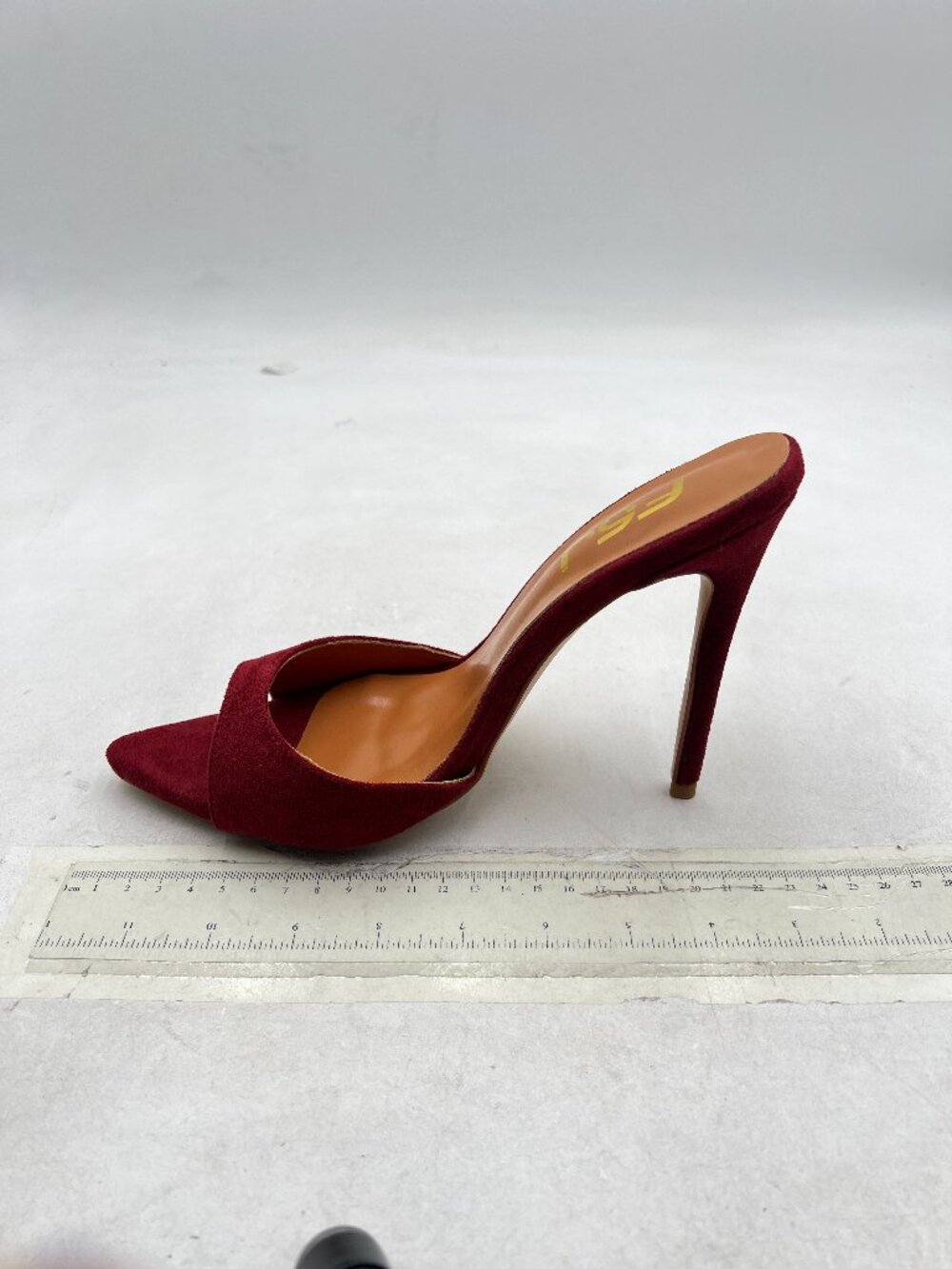 FSJ Wine High Heels Sandals Suede Slip on Open Toe Mules Sexy Summer Casual Shoe